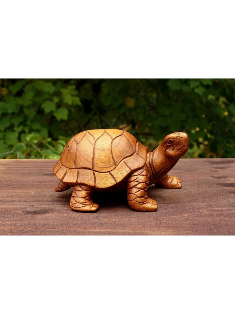 Hand-Carved Wooden Turtle Figurine - Tropical Nautical Home Decor Sculpture - 8
